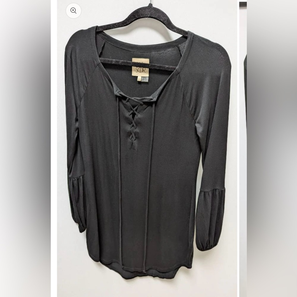 Chaser Black Lace-Up Long Sleeve Top